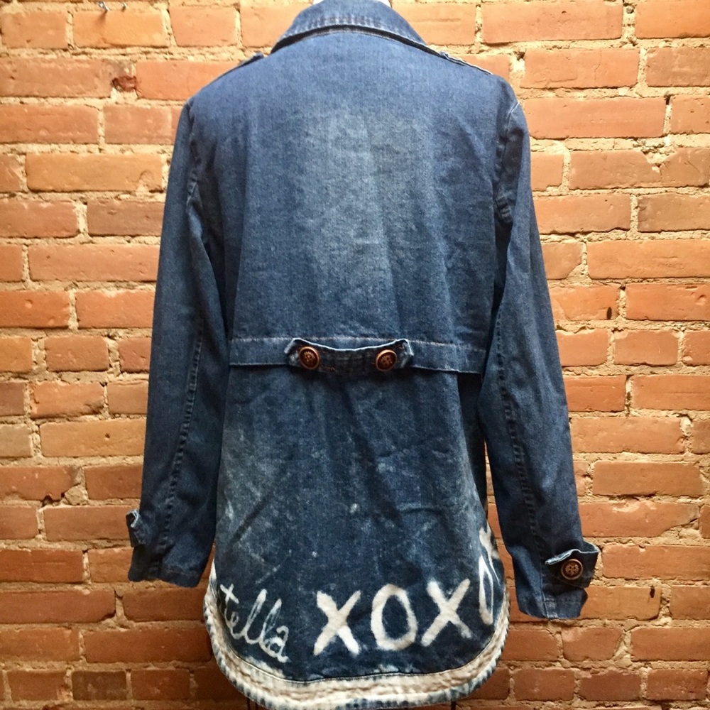 VINTAGE XOXOX Upcycled Bleached Denim Jacket - Picture 5 of 7